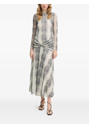 Bardot Lea snakeskin-print long-sleeve maxi dress - Neutrals