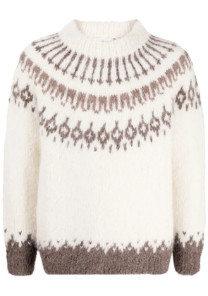BODE patterned intarsia-knit jumper - White