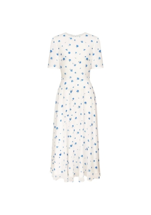 POST MERIDIEM floral-print short-sleeve midi dress - White