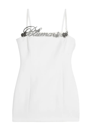 Blumarine logo-embellished slip dress - White