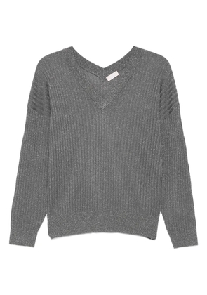 LIU JO metallic-effect ribbed sweater - GRIGIO