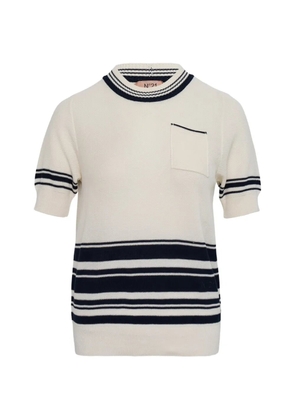 Nº21 pocket striped sweater - White
