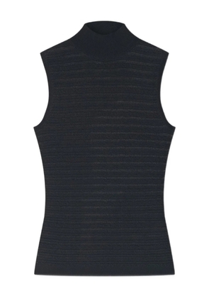 AERON high-neck textured knit tank top - Black