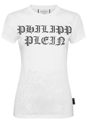 Philipp Plein crystal-embellished cotton T-shirt - White
