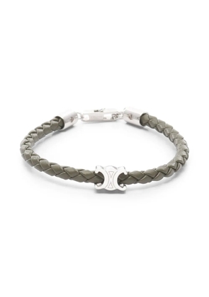 Celine Pre-Owned 2020s Triomphe Braided Leather Bracelet - DARK GREEN, SILVER