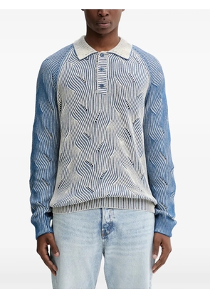 Desigual patterned knitted polo shirt - Blue