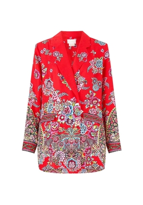 Camilla double-breasted floral-print blazer - Red