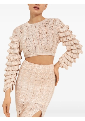 LoveShackFancy Junice ruffled cardigan - Neutrals