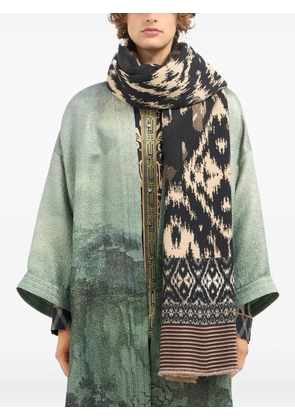 Pierre-Louis Mascia abstract-pattern frayed scarf - Black