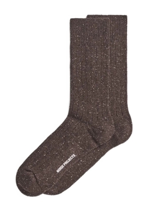 Norse Projects Bjarki speckled socks - Brown