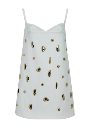 Alexia gold-embellished shift dress - White
