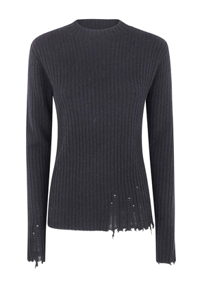 Uma Wang ribbed frayed-hem sweater - Blue