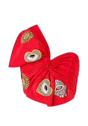 Camilla bow-detail asymmetric top - Red