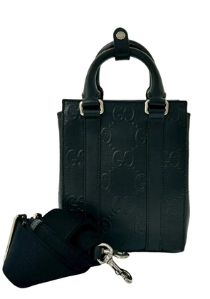 Gucci Pre-Owned 2016-2025 Mini GG Embossed Perforated Leather Tote satchel - Black