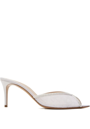 Andrea Wazen Katy lace pearl mules - White