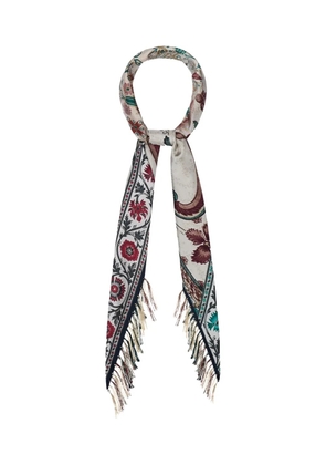 Pierre-Louis Mascia floral-pattern fringed-edges scarf - White