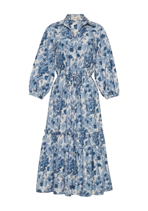 Cara Cara Hutton floral-print tiered midi dress - Blue
