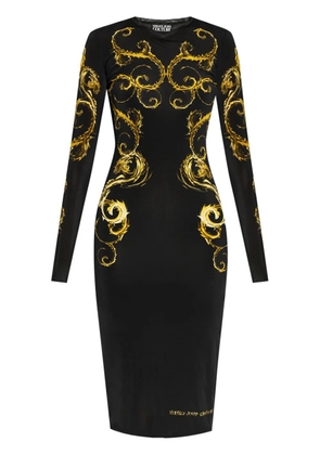 Versace Jeans Couture Watercolour Couture-print midi dress - Black