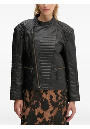 MUNTHE quilted panelled leather jacket - Black