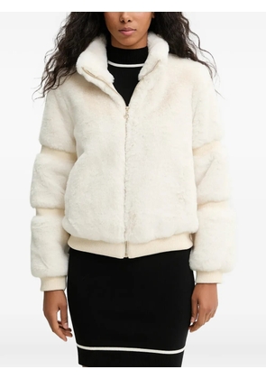 GUESS USA faux-fur zip jacket - White