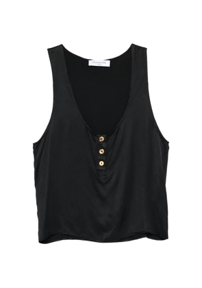 Françoise button V-neck top - Black