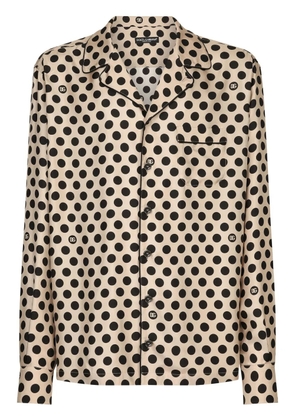 Dolce & Gabbana polka dot-print silk shirt - Neutrals