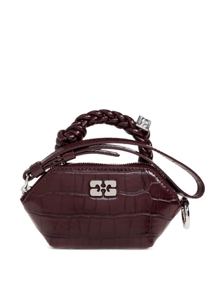 GANNI logo-plaque mini bag - Red