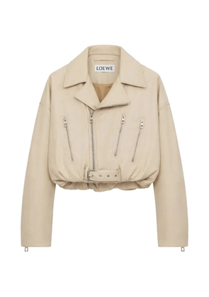 LOEWE zips belted biker jacket - Neutrals