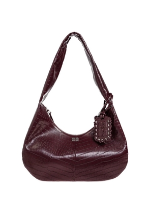 GANNI embossed tag shoulder bag - Brown