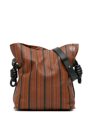 Loewe Pre-Owned 2010-2025 Medium Striped Leather Flamenco Knot tote bag - Black