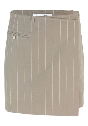 SAMSOE SAMSOE pinstripe button-detail mini straight skirt - Brown