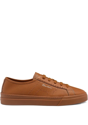 Santoni tumbled leather sneakers - Brown