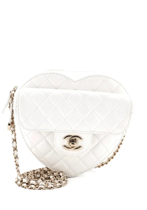 CHANEL Pre-Owned CC in Love Heart Bag Quilted Lambskin crossbody bag - White