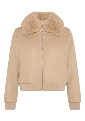 Yves Salomon lambswool-collar bomber jacket - Neutrals