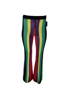 Balmain Pre-Owned high-waist striped crochet trousers - Black