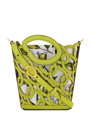 Oscar de la Renta mini cutout leather bucket bag - Green