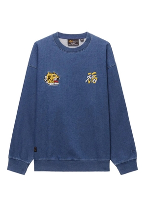Alpha Industries embroidered-tiger crew-neck sweatshirt - Blue