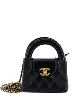 CHANEL Pre-Owned Kelly Top Handle Shopping Bag Quilted Shiny Aged Calfskin Nano crossbody bag - Black