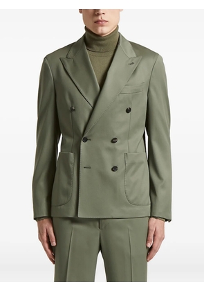 Peserico double-breasted patch-pocket jacket - Green