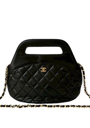 CHANEL Pre-Owned 1989-1991 CC Quilted Lambskin Top Handles Frame Bag satchel - Black
