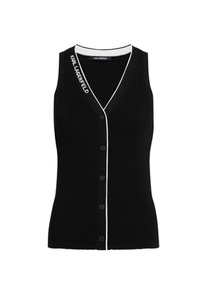 Karl Lagerfeld logo-detail sleeveless cardigan - Black