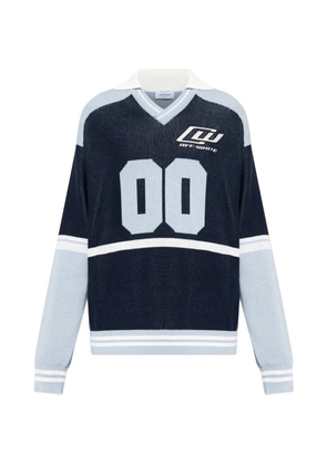 Off-White logo-detail V-neck sweater - Blue