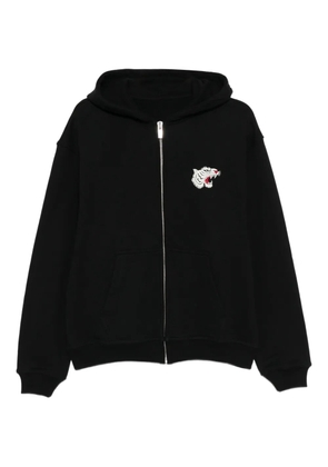Melt embroidered zip-up hoodie - Black