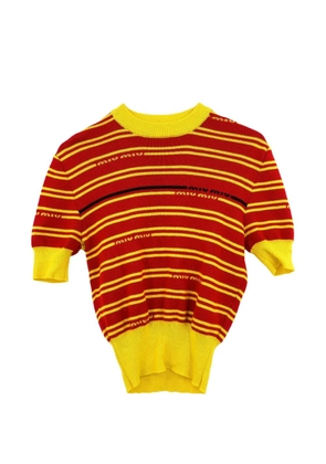Miu Miu Pre-Owned 2019 striped-pattern T-shirt - Yellow