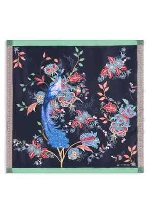 ETRO peacock-print pocket square - Blue