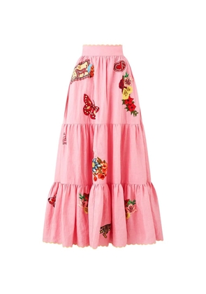 Camilla tiered high-waisted maxi skirt - Pink