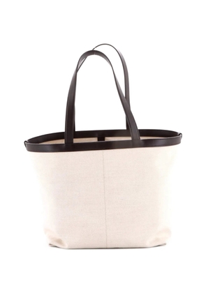 Bottega Veneta Pre-Owned Flip Flap Canvas with Intrecciato Leather Medium tote bag - Neutrals