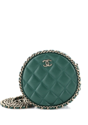 CHANEL Pre-Owned Chain Around Round Clutch with Chain Quilted Lambskin crossbody bag - Green