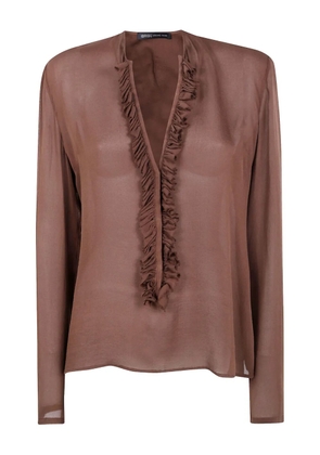 IBRIGU ruffled blouse - Brown