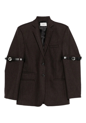 Coperni belted-sleeve pinstriped blazer - Brown